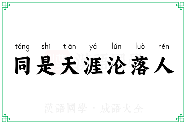 同是天涯沦落人 同是天涯沦落人