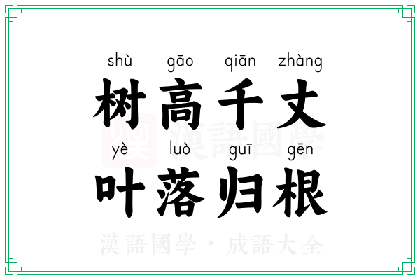 树高千丈,叶落归根 树高千丈,叶落归根